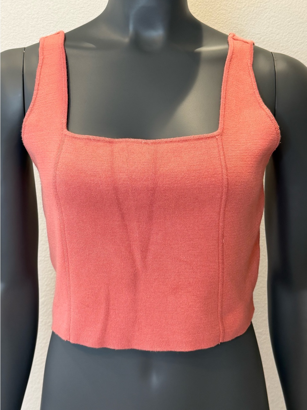 House of Harlow 1960 Living Coral Square Neck Knit Crop Top size M bohemian